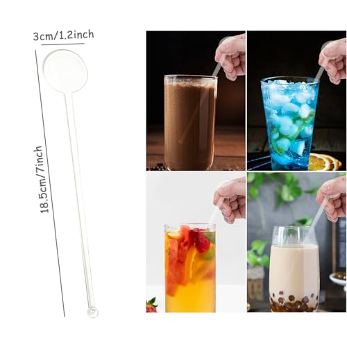 Midremer 80Pcs 7 Inches Cocktail Swizzle Sticks, Disposible Plastic Disc Top Drink Stirrers Transparent Bar Drinks Mixing Rod For Coffee Whiskey Beverage thumb #2