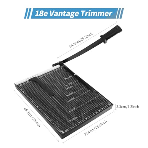 Image of ISDIR Guillotine Paper Cutter 18 inch with Integrated Pressure Bar - Heavy Duty Metal Base, 15 sheet Capacity, Magnetic Guide & Safety Guard - Precision Trimmer for Cardstock, Crafts, DIY, Photos & Office