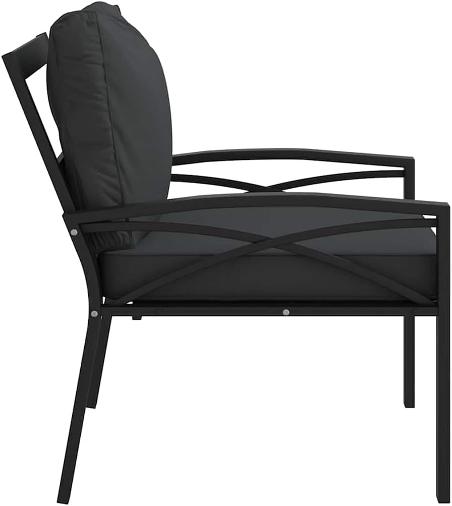 Garden Chair Black and Grey Patio Couch Terrace Seating for Balcony Poolside