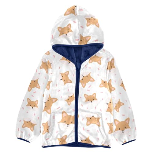 Cute Baby Fox Girls Fleece Jacket Girls Fall Jacket Girls Zip Up Hoodie Girls Sherpa Jacket 2-10T
