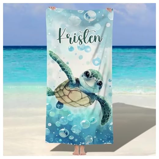 NIBESSER Serviette de Plage Personnalisée avec Nom Microfibre Serviette de Plage Douce et Confortable adaptée pour - Bord de mer, Plage, Natation, Fitness, Camping, Yoga