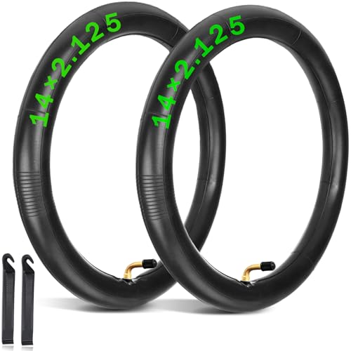 2-Pack Heavy-Duty 14x2.125 Inner Tube with 2 Tire Pry Bars 14 lnch Bike Tube with Schrader Valve Stem for Electric Bike Kids Bike Electric Scooter