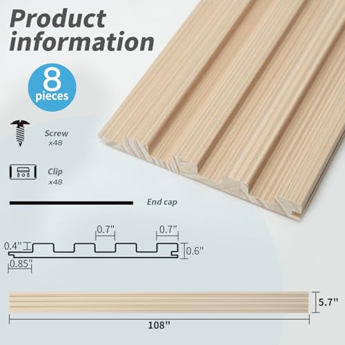 Image of Art3d 108 x 5.7 Inch Slat Wood Wall Paneling for Interior Decor, Ashtree