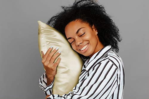 Image of BLISSFORD Luxury Satin Pillowcase for Hair - Standard Satin Pillowcase with Zipper, Ivory (1 per Pack)