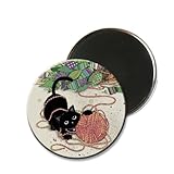Magnet Rond Chat Jouant avec Une pelote - Dimension 5,5cm