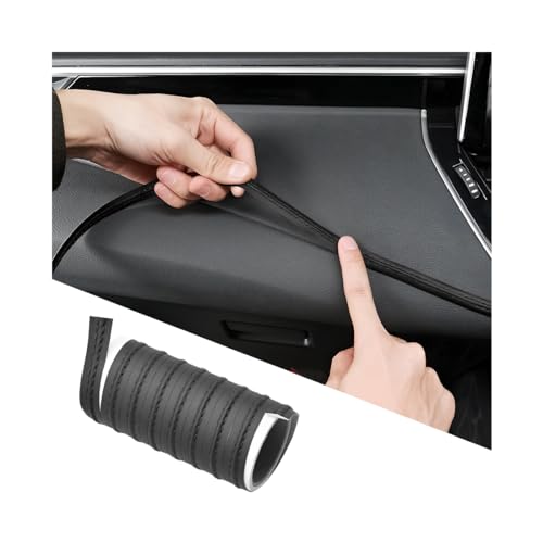 BESULEN 9.84FT(3M) Automobile Interior Trim Strip Leather Decorative Line, Car Interior DIY Flexible Gap Moulding Trim Sticker Door Air Outlet Dashboard Strips, for Vehicles SUV Truck RV (Black)