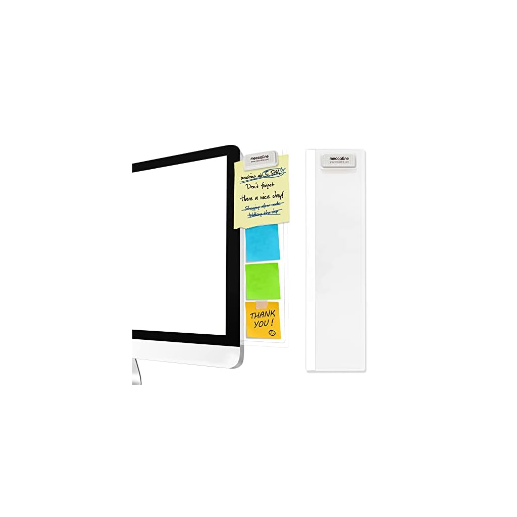 MECCALINE-Monitor-Memo-Board-2-Piece-Desktop-Monitor-Sticky-Note-Holder-Paper-Holder-Easy-to-Use-PET-Computer-Message-Board-for-Picture-Reminder-Computer-Monitor-Accessories-Office-Supplies