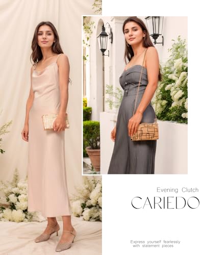 Image of CARIEDO Women Evening Bag Elegant Clutch Purse Exquisite Velvet Metal Hollow out Handbags Prom Wedding Party