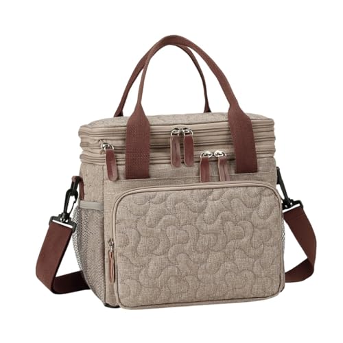 Gcljlmy Bolsa isotérmica aislada, fiambrera, organizador, contenedor, bolsa isotérmica para el almuerzo, bolsa térmica para exterior, playa, barbacoa, oficina, fiesta (caqui)