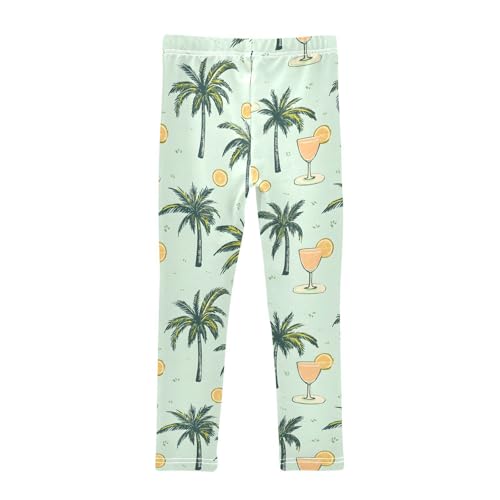 Hawaii Coconut Tree Juice Girls Leggings Ultra Soft Compression Yoga Gym Pants for Kids 4-10T2