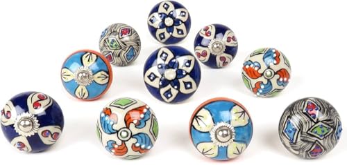 Image of Nobs for Drawers - Vintage Assorted Ceramic Drawer Handle Furniture Hardware (Blue Birds Knobs, Pack of 10)