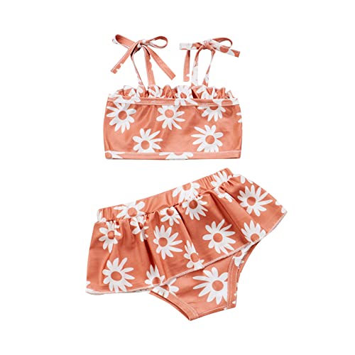 Toddler Baby Girls Swimsuit Two-Piece Bathing Suit Floral Swimwear Bikini Beachwear Tankini Set (Pink, 2-3 Year)