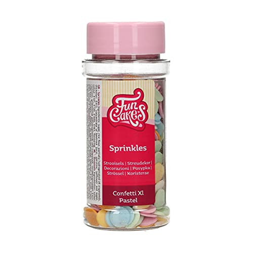 FunCakes Confetti XL Pastel: Sprinkles de gâteau, bon goût, parfait pour la décoration de gâteaux, Sprinkles de confettis. 55 g.