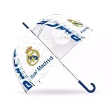 Kids Euroswan Paraguas de campana transparente de 48,26 cm, manual del Real Madrid FC, multicolor, Talla única
