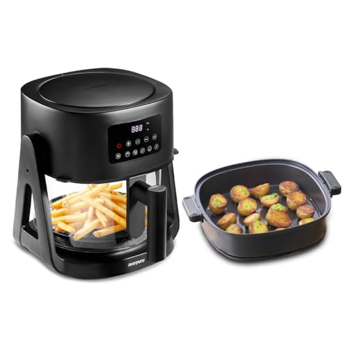 Acerpure Air Fryer | 100% Glass Bowl | 90% Less Oil | 5.5L Air Fryer + 2.5L Cooking Pot | Air Fry, Toast, Reheat, Grill, Cook | 360° TurboHeat Technol
