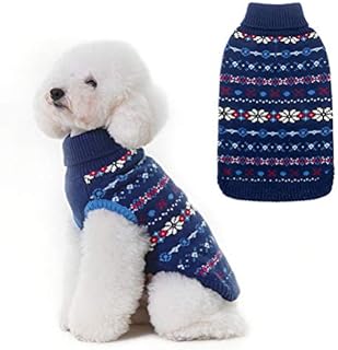 BINGPET Classic Snowflake Dog Jumper - Soft Thickening Dog Cat Sweater Coat Warm Apparel, Knitwear Pet Winter Clothes Outfits