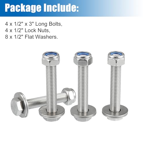 Image of uxcell 4 Pcs Jack Plate Bolt for Boat for Yacht Replacement Durable Silver Tone