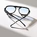 ADE WU Trendy Square Sunglasses for Women Men,Vintage Tangle Free Aviator Sunglasses Fashion 70s Stylish Flat Top Shades Black Frame Blue Gradient Lense