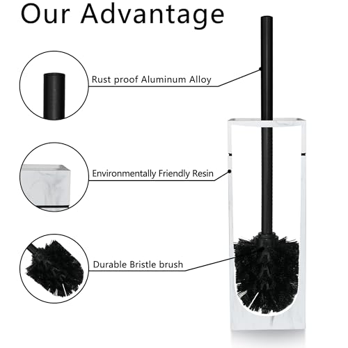 Image of Black Line Design Resin Toilet Bowl Holder and Brush Set, Stylish Bathroom Cleaning Tool with Durable Bristles, Compact and Functional