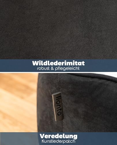 lionto Hundebett 2-in-1 mit komfortablem Einstieg, kuscheliges Heimtierbett zum Wenden für Hunde und Katzen, 110x80 cm, Hundekissen in pflegeleichter Wildlederoptik, schwarz/grau