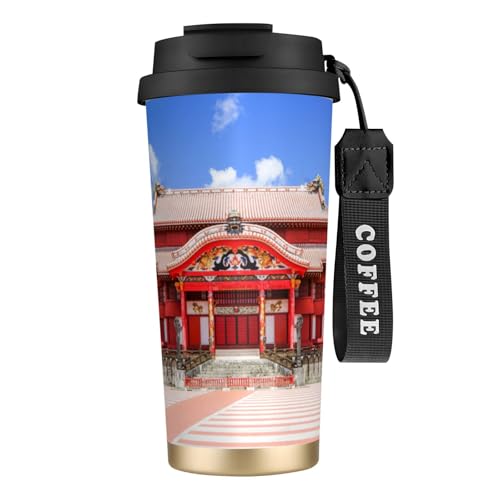 タンブラー 首里城の正殿 マグボトル コーヒーカップ 水筒 保温 保冷 ウォーターボトル 蓋付き ストロー付き 直飲み おしゃれ プレゼント