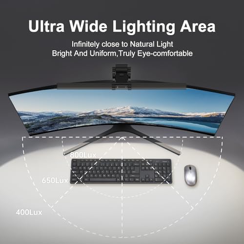 Image of Monitor Light Bar (Black) - Computer Monitor Lamp for Home Office Gaming,Eye-Care LED Screen Bar, Touch Control USB Reading Desk Lamp for Flat & Curved Monitor