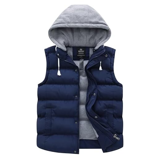 Wantdo Men's Winter Puffer Vest Quilted Down Puffer Outdoor Outwear Blue Large