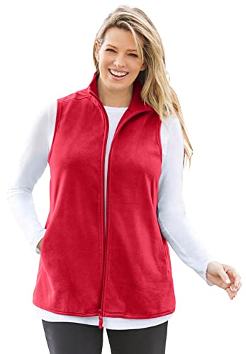 Woman Within Zip-Front Microfleece Vest Long Fleece Vest
