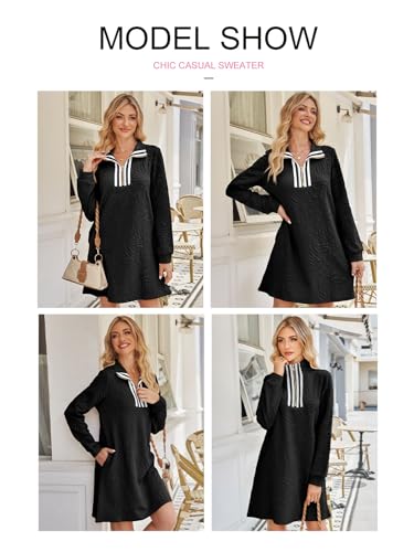 Image of BLENCOT Women's Dress Zip Up Stand Neck Pullover Sweatshirt Mini Dresses