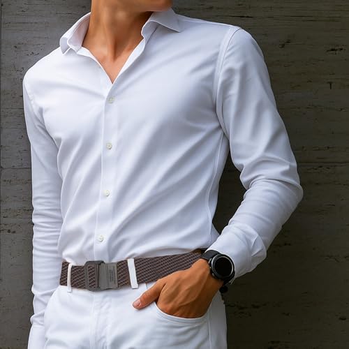 Elastic No Metal Double D-Ring Web Belt, Durable Plastic Buckle Stretch Belt, Mens Tactical Heavy Duty Nylon Belt2