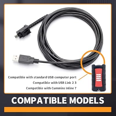 404032 USB Cable Replacement for Nexiq USB Link 2 3 for Cummins Inline 7, Fit for Standard USB Computer Port