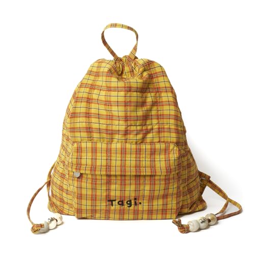 Tagi. Tanghulu Drawstring Backpack for Women, 12L Large Capacity Casual Lightweight Fashion Backpack for Travel Shopping Daypack, Yellow (Citrus Biscuits)