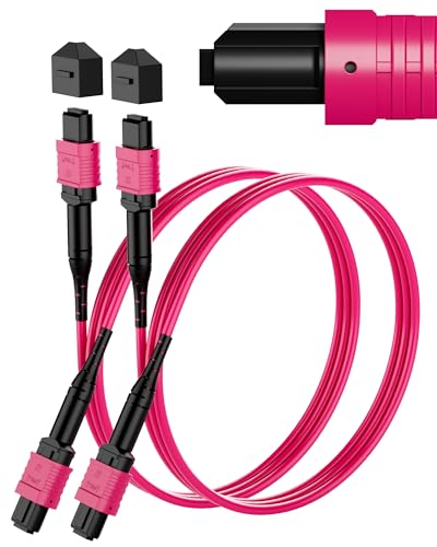 Image of OM4 MPO to MPO Fiber Patch Cable 2M 2-Pack, 12 Fiber Type B Female Multimode Fiber, LSZH MTP Compatible, for 40G 100G 200G QSFP Data Center Parallel Optics