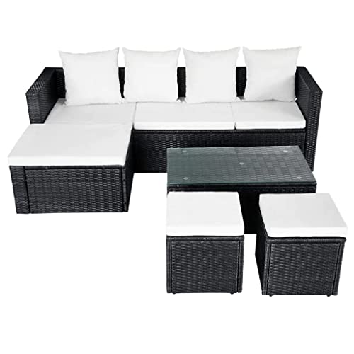 vidaXL 4-Piece Poly Rattan Patio Conversation Set #TOP22