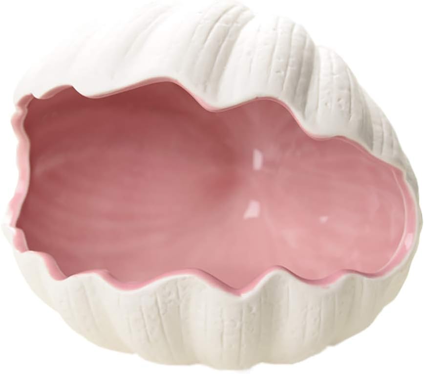 LAAK Small Animal Pet House Adorable Shell Shape Ceramic Igloos Nest Hideout Critter Bath House Cave Mini Hut Cage for Chinchilla Hamster (Pink)