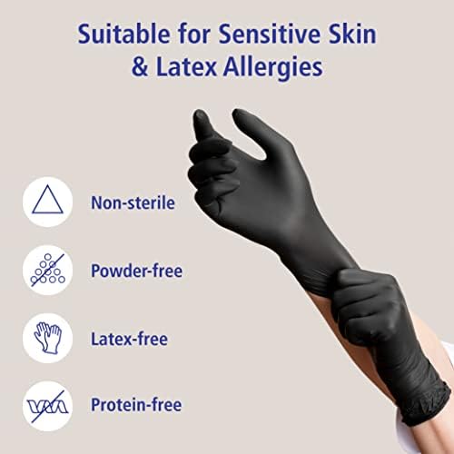 Meditrade Nitrile Black, Nitrile Examination Gloves, Black, Small