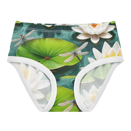 Cotton Girls Underwear Toddler White Water Lilies Green Panties Little Girl Print Briefs Kids Undies 2t