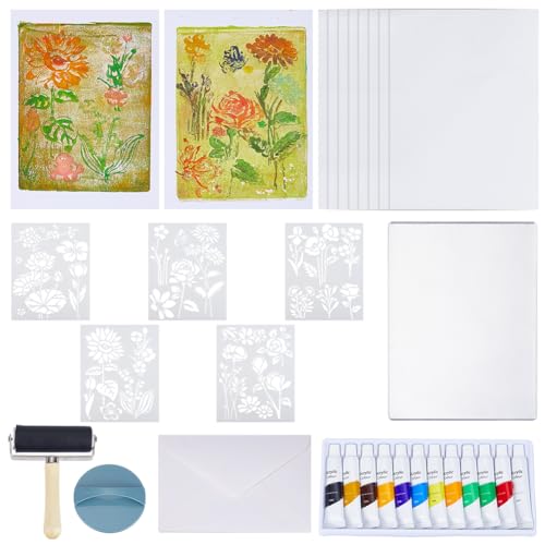 Kit de plaques impression gel complet avec outils d'art pour vos projets floraux