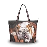 Hengpai Dogs English Bulldog Sleeping Women Tote Bags Zippered Large Handtaschen, mehrfarbig16, Large