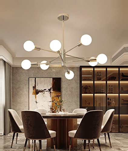 Ridiss Modern Sputnik Chandelier Mid Century 8-Light Ceiling Light Industrial E26 Pendant Lighting Chandeliers For Bedroom,Dining Room,Kitchen,Office #TOP2