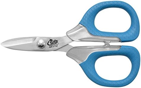 Cuda 5.5-Inch Titanium-Bonded Fishing Scissors for Braided Line & Mono Line with Micro Serrated Edges (18362), Blue