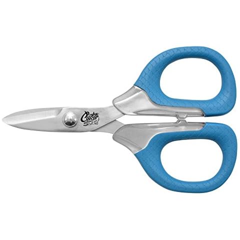 CUDA 5.5" Large Braid Shear | Durable Fishing Braid, Mono & Fluorocarbon Cutter for Saltwater & Freshwater with Dual Serrated Blades & Oversized Non-Slip Comfort Bows Cover