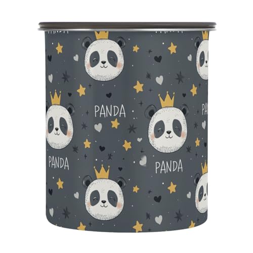 Contenedor para café color blanco con diseño de panda de acero inoxidable