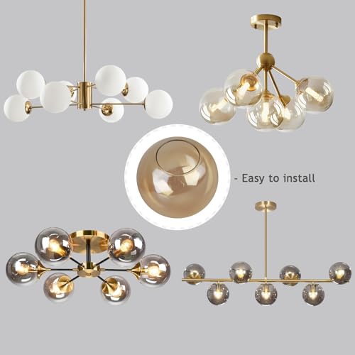 Image of 5.9 inch Amber Glass Globe Shade, 2.64 inch Opening Replacement Lampshade | Lighting Fixture Glass Accessories for Pendant Lights, Wall Lights, and Ceiling Lights