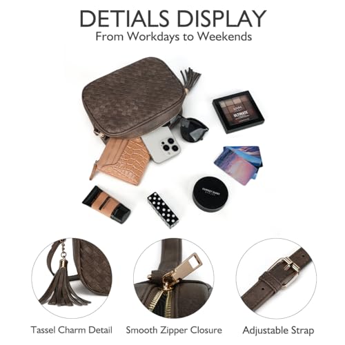 Image of AFKOMST Woven Crossbody Bag, Small Summer Purse and Boho Bag for Women | Vegan Leather, Roomy Space, 2.3L Capacity, fits iPad mini /Long Wallet /Kindle, Versatile for Daily Use /Casual /Date /Office