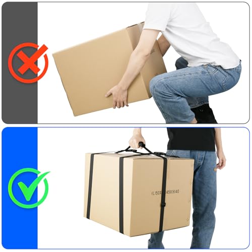 Image of Moving Bags Carrying Strap with Handle, Heavy Duty Moving Boxes Lashing Strap Holder, Adjustable Belt Cross Style Carry Straps for Safely Moving and Lifting Heavy Boxes, Storage Totes, Groceries