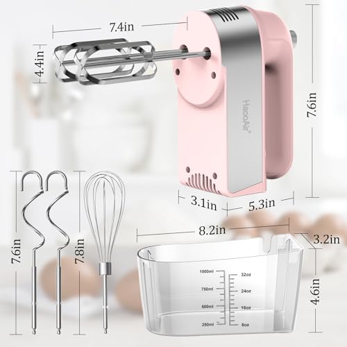 450W Electric Hand Mixer, 5 Speed Handheld Mixer with Scale Cup Storage Case, 5* Stainless Steel Accessories, Turbo Boost, Eject Button, Kitchen Mixer Food Mixer for Baking - Image 3