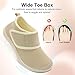 LeIsfIt Slipper Boots for Women Wide Warm House Shoes Non-slip Diabetic Winter Shoes Adjustable Bootie Slippers for Indoor & Outdoor, Beige Size 10