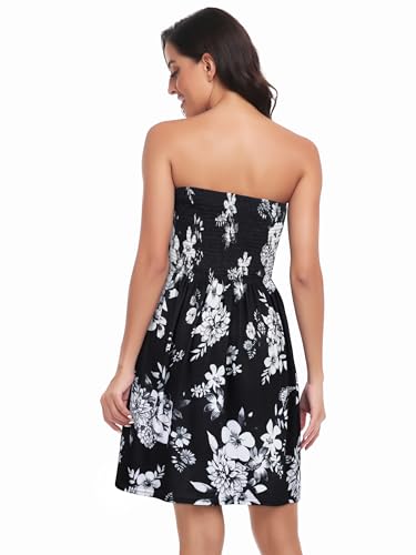 Image of Summer Dress for Women Beach Boho Strapless Cover Ups Off Shoulder Floral Sundresses