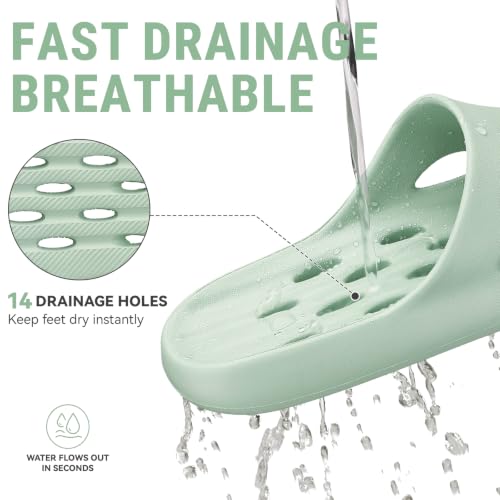Image of Aoowoll Mens Shower Shoes With Holes Dry Quickly Bath Slippers Womens Non Slip Indoor Home Bedroom Pool Spa Guest College Dorm